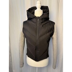 ZARA Black and grey Puffer Jacket Hooded cropped  Full Zip Comfort Athleisure L
